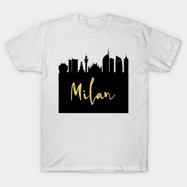 MILAN ITALY DESIGNER SILHOUETTE SKYLINE ART T-Shirt by deificusArt